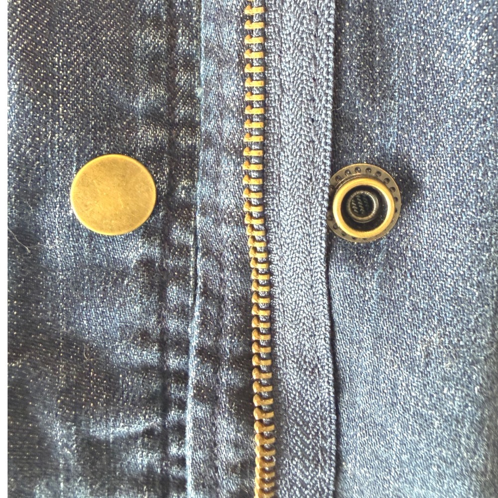 Lucky Brand Adamson Dark Wash Frayed Denim Jacket Moto Zip Womens Size S Small - Picture 3 of 11